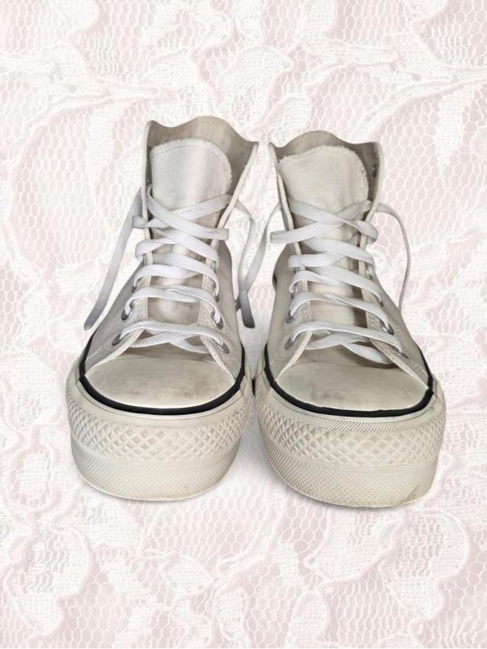 Converse Chuck Taylor Platform Hi White Floral Embroidered W10/M8 - Picture 3 of 9